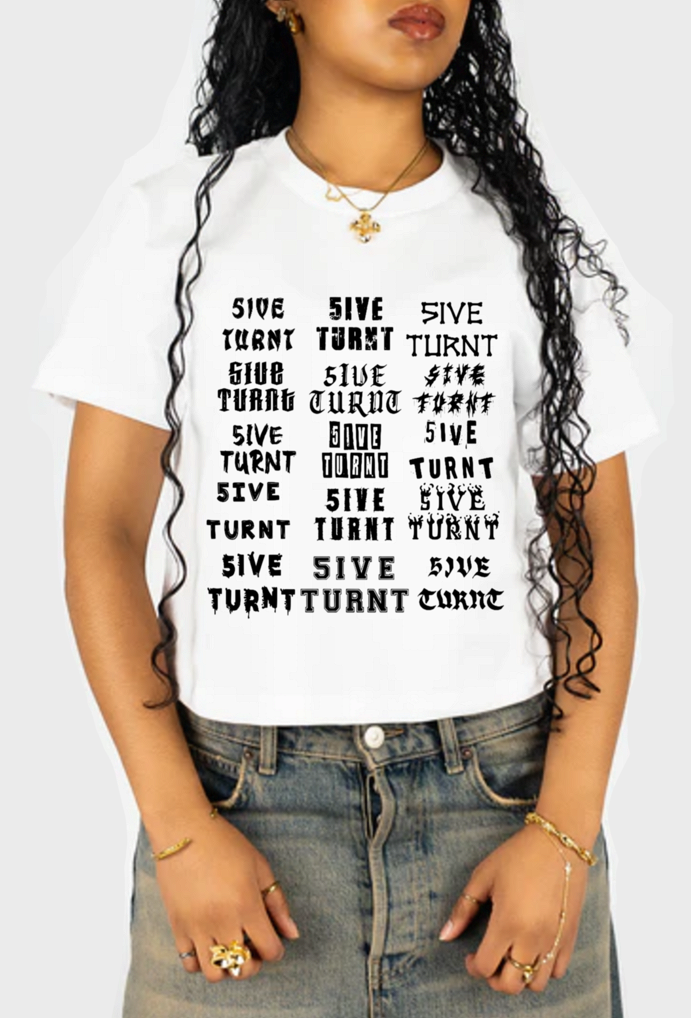 Women’s “5ive Turnt Fonts” Tee